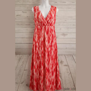 Chicos Women's Maxi Dress Pink Red & White 12-14 2